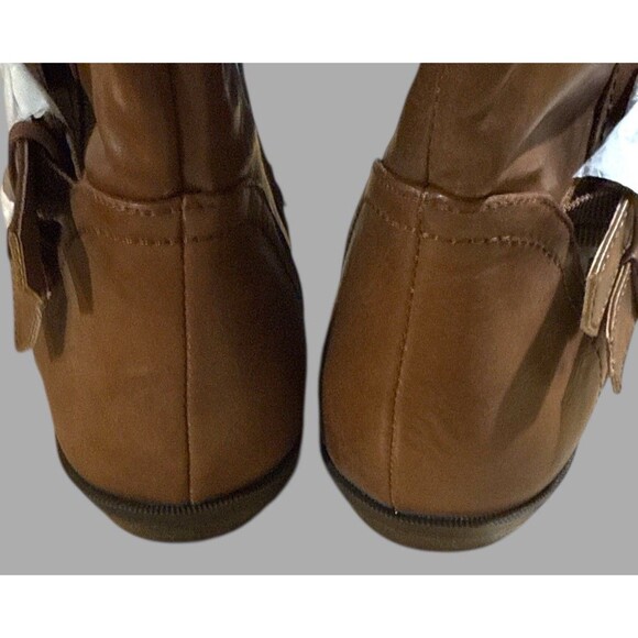 Madden Girl Boots Size 8 Cognac Brown Elsie Riding Style Knee High Buckle Strap - Picture 6 of 9